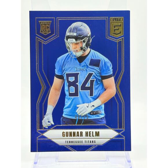 2025 Panini Donruss Elite Gunnar Helm Rookie Blue Refractor 49/75 SP Titans RC - Picture 1 of 2